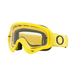 Oakley O Frame MX Moto Yellow med klar lins, skyddsglasögon för motorcykel med gul ram och justerbart band.