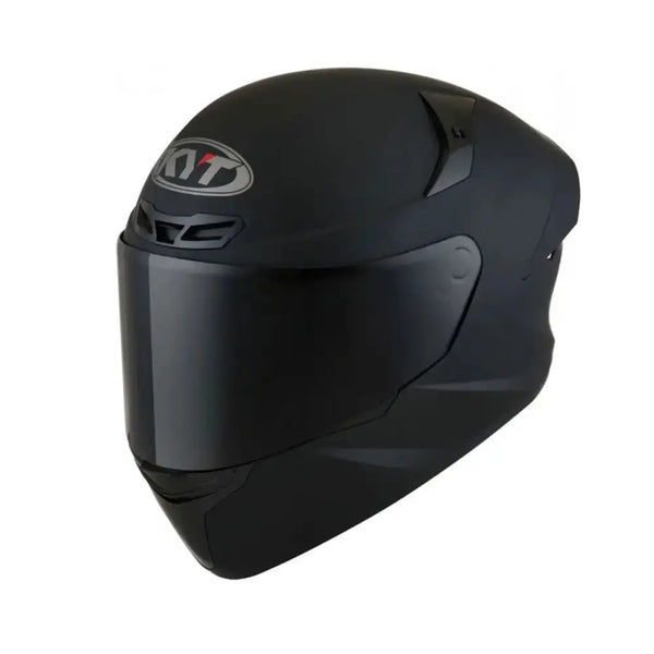KYT Integral Mc-Hjälm TT-Revo Gear E6 i matt svart med aerodynamisk design och tonat visir, idealisk för motorcyklister i stadsmiljö.