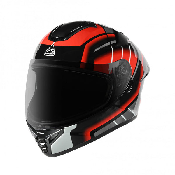 Bayard Integral Mc-Hjälm SP-68 S Unity i svart och röd design med visir och aerodynamisk form för säker motorcykelkörning.